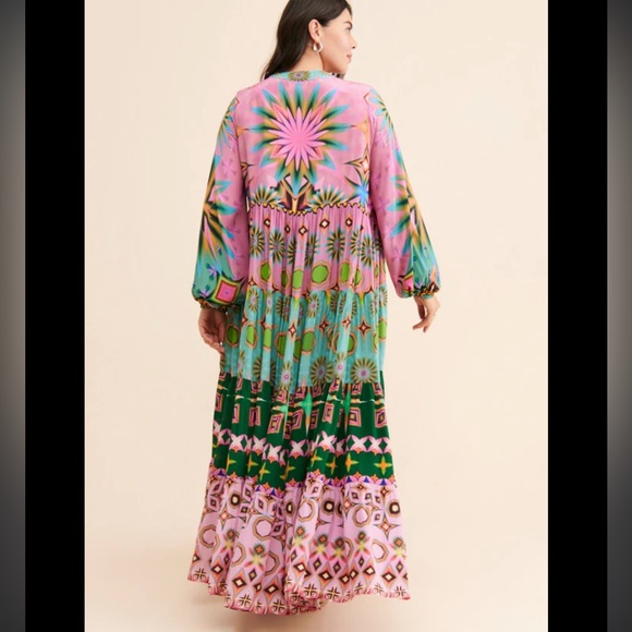 Anthropologie x Seventh Heaven Saddartha  Bansal Mixed Print Maxi Dress - Picture 3 of 8